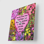HORLOGE CARRÉE JOLIE ROMAINS FLORAUX 8:28 SCRIPTURE VERSE (Angle)