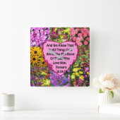 HORLOGE CARRÉE JOLIE ROMAINS FLORAUX 8:28 SCRIPTURE VERSE (Maison)