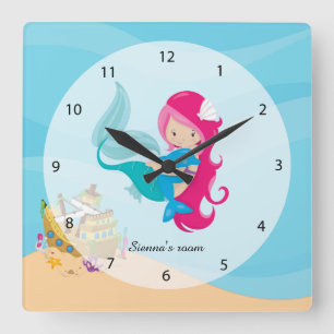 Horloge Carrée Jolie sirène