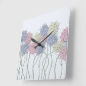 Horloge Carrée Jolies Fleurs colorées Pastel (Angle)