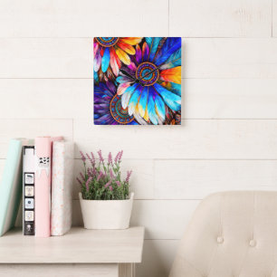 Horloge Carrée Jolies plumes