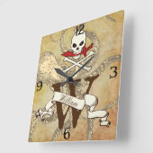 Horloge Carrée Jolly roger Monogramme initial (Angle)