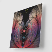 Horloge Carrée Jonglage Abstract Modern Fantasy Fractal Art (Angle)