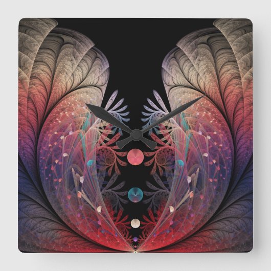 Horloge Carrée Jonglage Abstrait Art moderne Imaginaire fractal (Recto)