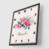 Horloge Carrée Jouer Joli Bouquet de Fleur Rose (Angle)
