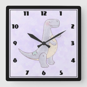 Horloge Carrée Jouet de dinosaure Tyrannosaurus Rex gris mignon