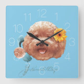 Horloge Carrée Jouet Poodle Joyeux visage (Recto)