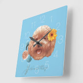 Horloge Carrée Jouet Poodle Joyeux visage (Angle)