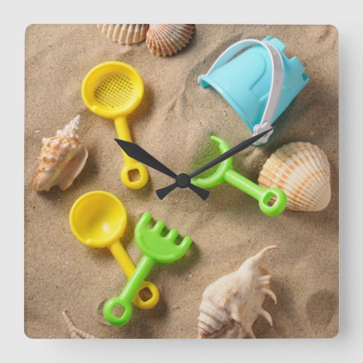Horloge Carrée Jouets de plage (Recto)