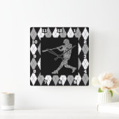 Horloge Carrée Joueur de baseball Typographic Wall Clock (Maison)