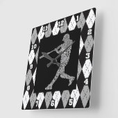 Horloge Carrée Joueur de baseball Typographic Wall Clock (Angle)
