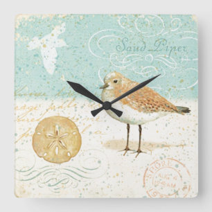 Horloge Carrée Joueur de pipeau français vintage de sable