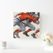 Horloge Carrée Joueurs de football (Maison)