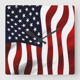 Horloge Carrée Jour de l'indépendance patriotique du drapeau amér