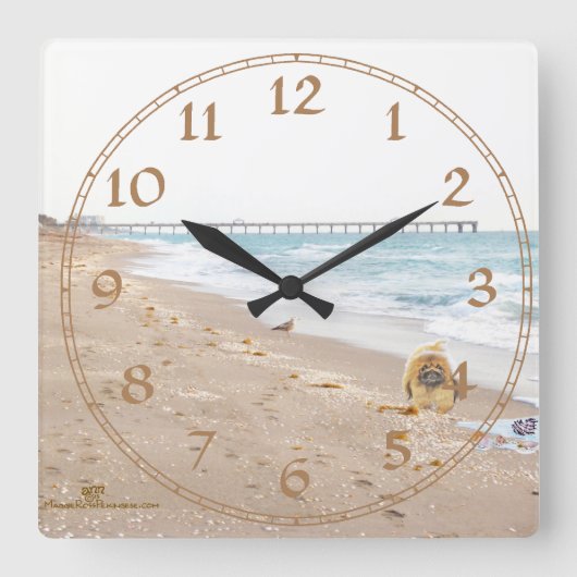 Horloge Carrée Jour de plage (Recto)