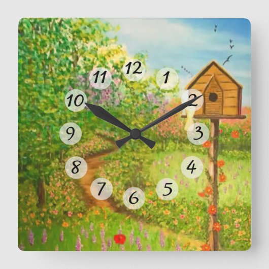 Horloge Carrée Jour du printemps (Recto)
