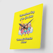 Horloge Carrée Journée internationale de la Fille. Potentiel des  (Angle)