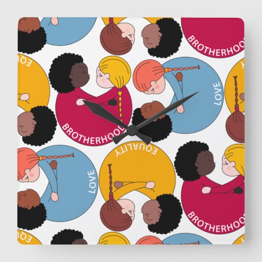 Horloge Carrée Journée Martin Luther King, égalité et fraternité (Recto)