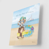 Horloge Carrée Jours de chiens d'été (Angle)