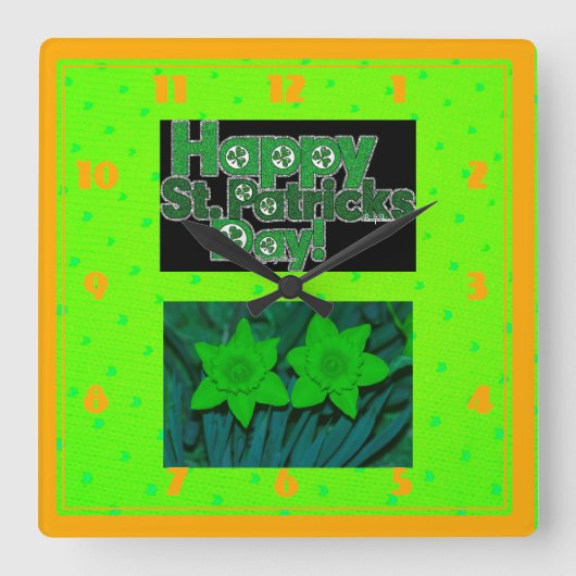 Horloge Carrée Joyeuse fête de ST.Patrick (Recto)