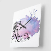 Horloge Carrée Joyeuse Fête des mères Fête des femmes (Angle)