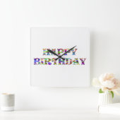 Horloge Carrée Joyeux anniversaire (Maison)