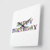 Horloge Carrée Joyeux anniversaire (Angle)