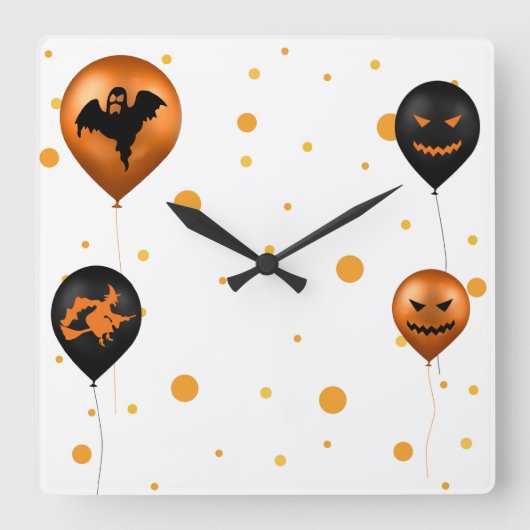Horloge Carrée Joyeux Ballons de la fête d'Halloween (Recto)
