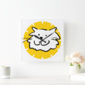 Horloge Carrée Joyeux chat souriant comme dessin amusant (Maison)