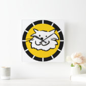 Horloge Carrée Joyeux chat souriant comme un caricature amusant (Maison)
