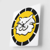 Horloge Carrée Joyeux chat souriant comme un caricature amusant (Angle)