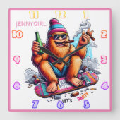 Horloge Carrée Joyeux faire la fête avec des amis (Recto)