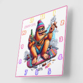 Horloge Carrée Joyeux faire la fête avec des amis (Angle)