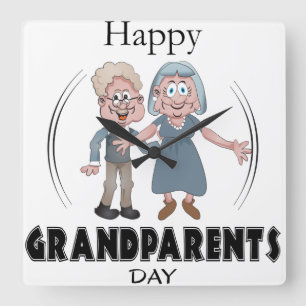 Horloge Carrée Joyeux Grandparents Day Clock