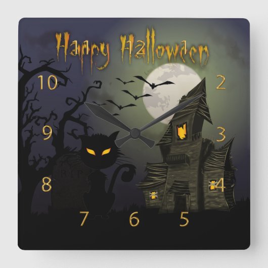 Horloge Carrée Joyeux Halloween (Recto)