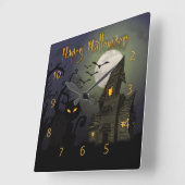 Horloge Carrée Joyeux Halloween (Angle)
