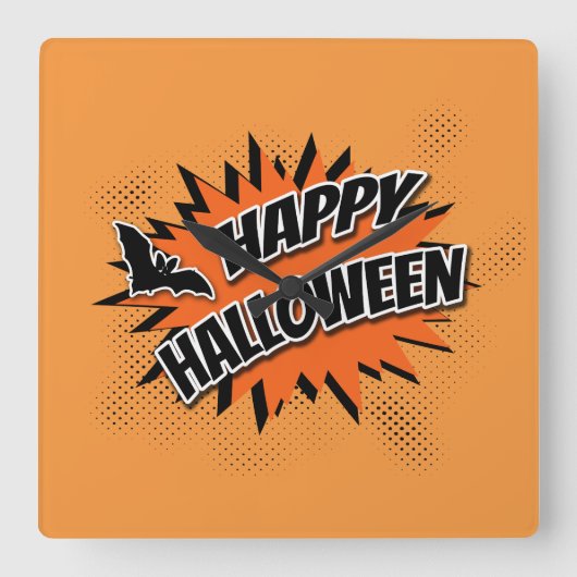 Horloge Carrée Joyeux Halloween (Recto)