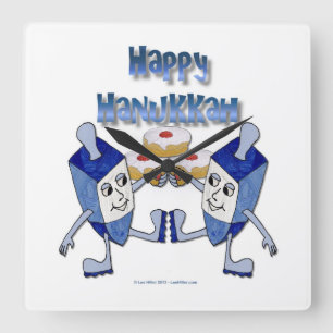 Horloge Carrée Joyeux Hanukkah Dreidels Dansants Gâteau de Jelly