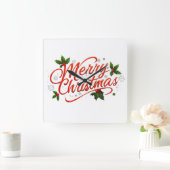 Horloge Carrée Joyeux Noël (Maison)
