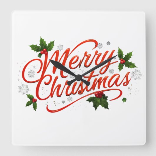 Horloge Carrée Joyeux Noël (Recto)