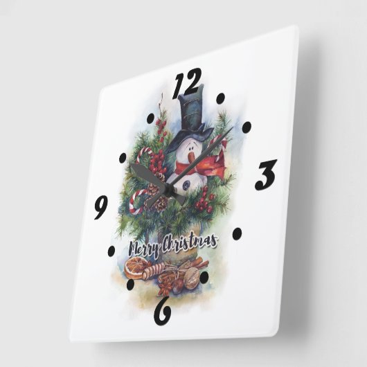 Horloge Carrée Joyeux Noël (Angle)