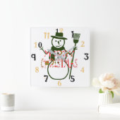 Horloge Carrée Joyeux Noël et une bonne année (Maison)