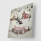 Horloge Carrée Joyeux Noël, rétro (Angle)