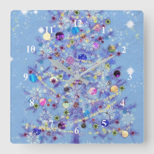 Horloge Carrée Joyeux Noël - Sapin de Noël -