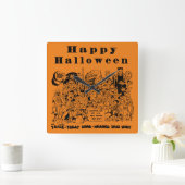 Horloge Carrée Joyeux personnage d'Halloween (Maison)