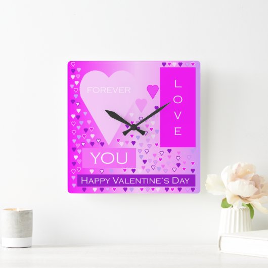 Horloge Carrée Joyeux Saint Valentin (Maison)
