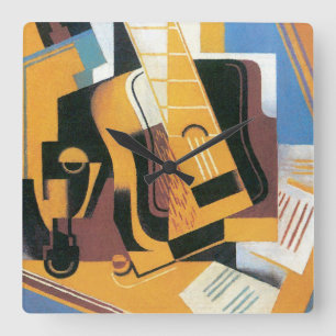Horloge Carrée Juan Gris - Photographie de La Guitare Art abstrai