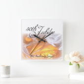 Horloge Carrée Jubilé d'or Vie religieuse, Cross Candle (Maison)