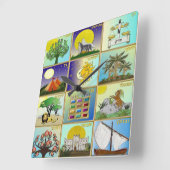 Horloge Carrée Judaica 12 Tribes d'Israël (Angle)