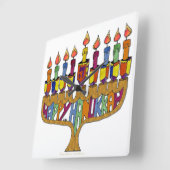 Horloge Carrée Judaica Happy Hanukkah (Angle)